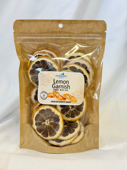 Packaged lemon garnish on a white background